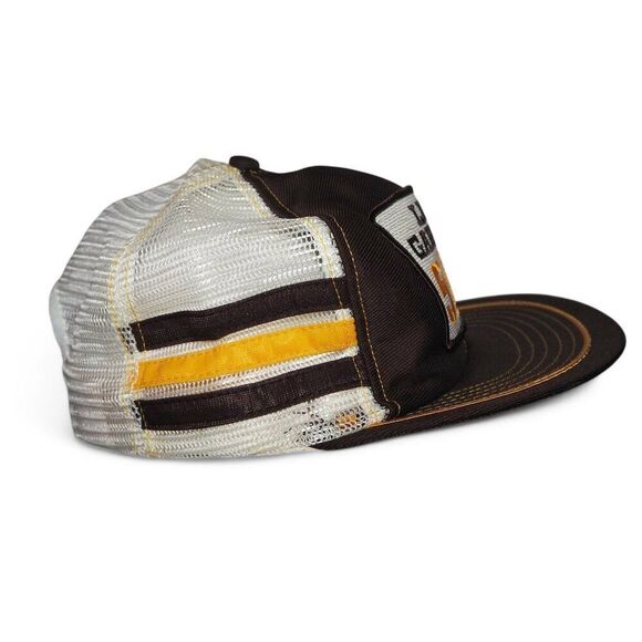 Levi Garrett Vintage 5 Star 80s 3 Stripe Mesh Trucker Snapback Hat Brown OS - Picture 4 of 9